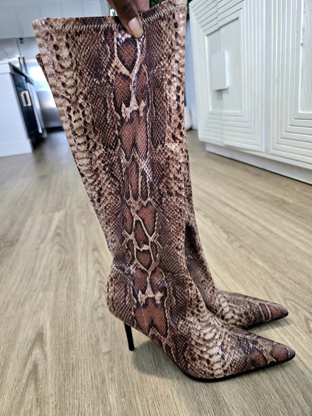 ALDO Snake Print Pointed-Toe Heeled Boots US 8.5 Like New